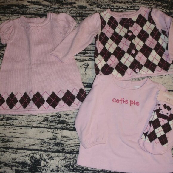 Gymboree Argyle Animals 3-6 Month Socks Sweater Shirt Dress Outfit NWT - Picture 1 of 3